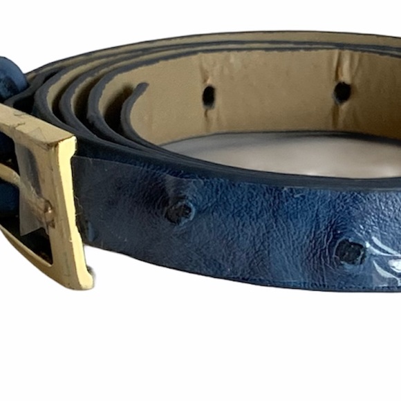 1/2” TEXTURED BLUE SKINNY BELT - Picture 4 of 8